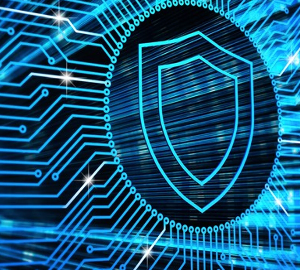 Cybersecurity artwork in blue